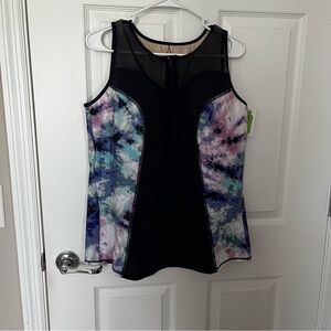 Lane Bryant Black and Multicolor Swim Tank Top